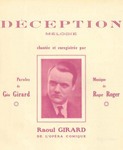 Partition Roger Roger Déception, mélodie pour voix et piano